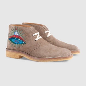 473023 GUCCI èͷӥUFO �������� ţ����Ь�� ��Ƥ��ѥ �Һ�ɫ