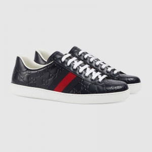386750 GUCCI Aceϵ�� Gucci Signature ��ѹ��Ƥ �Ͱ��˶�Ь ��ɫ