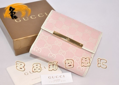 112664  GUCCI���¿�˫G����ŮʿǮ�� GUCCIǮ�� GUCCI������ �ۺ�ɫ