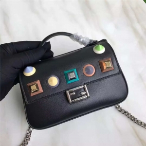 FENDI 1765 17�¿�СţƤ��ɫí����  ���濪�� ˫F�������� ��ɫ��ɫí��