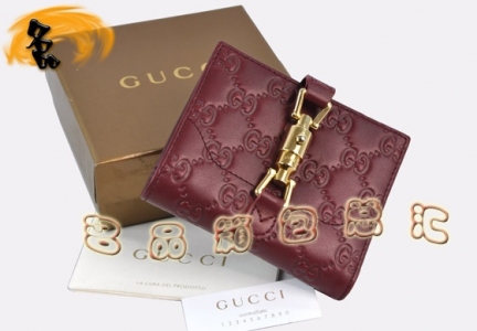 141439 GucciǮ�� Gucci���¿� ������ڸߵ�ͷ��ţƤ˫Gѹ��Ǯ�� Gucci�̿�Ǯ��