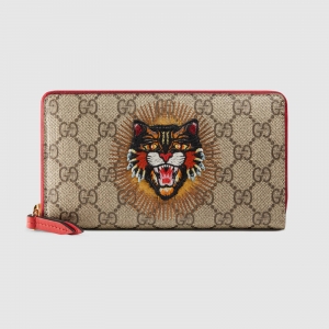 476413 �ų�Ǯ�� Gucci�а� Gucciͷ��ţƤ����Ǯ�� GucciǮ�� ����èӡ�� ��ľɫ