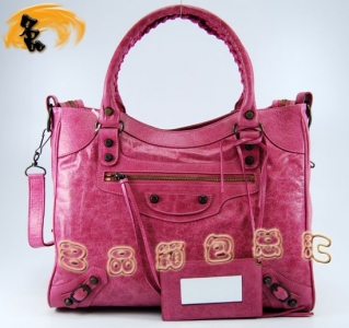 084616  Balenciaga������ �������ҵ���� ����ţƤ����ʱ��Ů�� �ۺ�ɫ