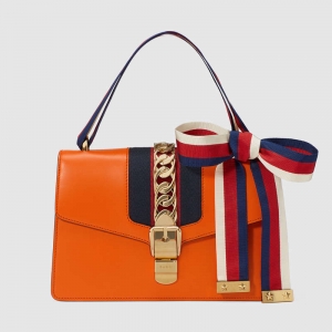 421882 GUCCI Sylvie ϵ�� ֯��װ�� Ƥ�� �米�� ��ɫ