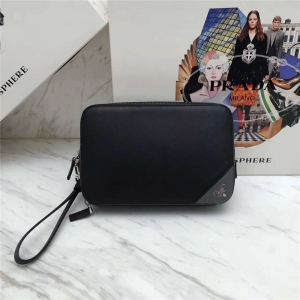 2VF052 Prada������ ��ʿ���������� ƴ���� ��ʿ˫������ץ�� �ڰ���ɫ��