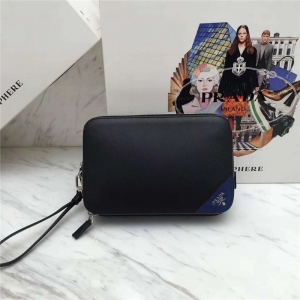 2VF052 Prada������ ��ʿ���������� ƴ���� ��ʿ˫������ץ�� �ڰ�����ɫ��