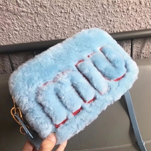 5BH084 MIUMIU���� Big logo ���ë ˫���� �ְ�б��� ˮ��ɫ