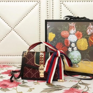 524405 GUCCI Sylvie�¿� ˿��ƴƤ ������֯�� ����Ů�� ���ɫ