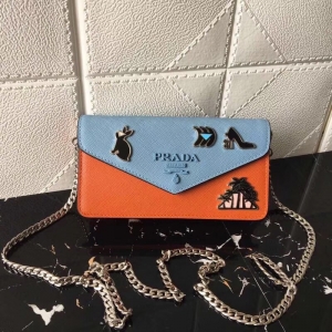 1DH044 Prada�¿� SaffianoƤ�� ������б��� ƴɫ������ ������ľ��ɫ