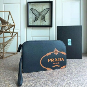 2VF056 Prada�п��ְ� Saffianoʮ����ţƤ ˿ӡ�ձ� ���������ð� ����ɫ