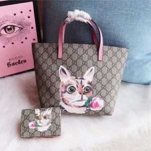 410812 Gucci�ִ� ��ͨè��ͼ�� ����ţƤ �ų�mini����� ��ɫ