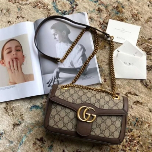 443497 GucciŮ�� Marmontϵ�� �ų۵���� ����˫G PVC����Ƥ ��ɫ