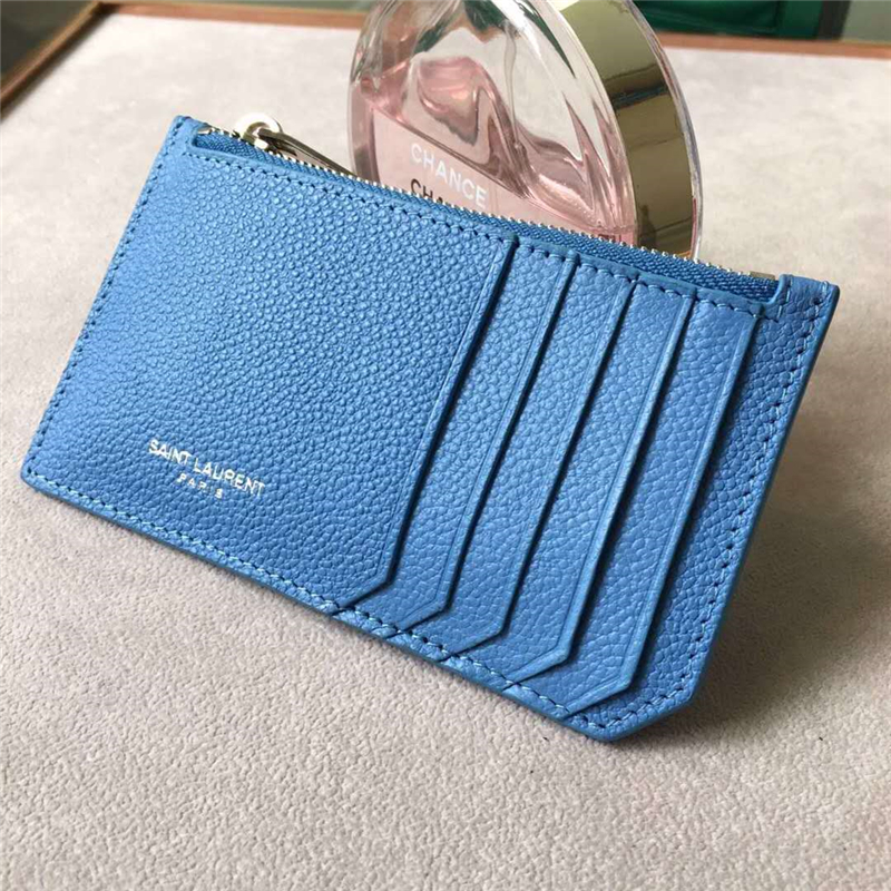 458589 YSL���� SAINT LAURENT ϸ��������Ƥ ʥ������Ǯ�� ����ɫ