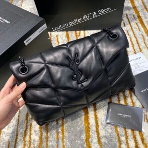 577476 YSLʥ����LOULOU PUFFERС��笷�С��Ƥ�ִ� ��ɫ�ڿ�