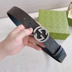 411924 Gucci����ʽ˫G���� SignatureƤ����ʿ���� ��ɫ