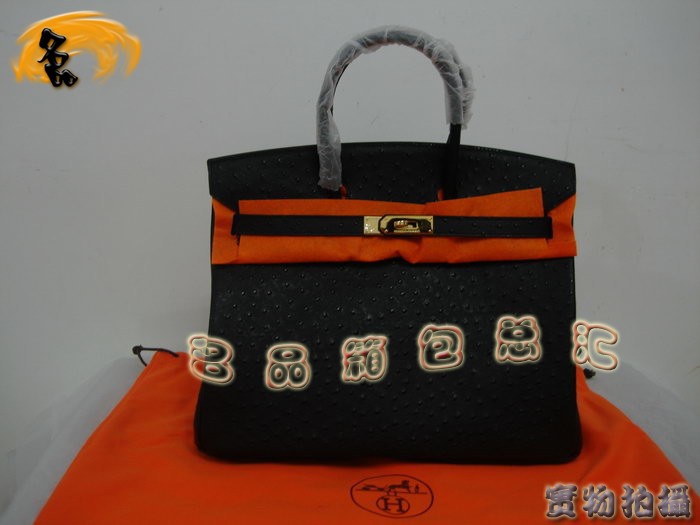 Hermes 鸵鸟纹 手提包 Hermes女包 Hermes Birkin 铂金包 Hermes 35 Birkin