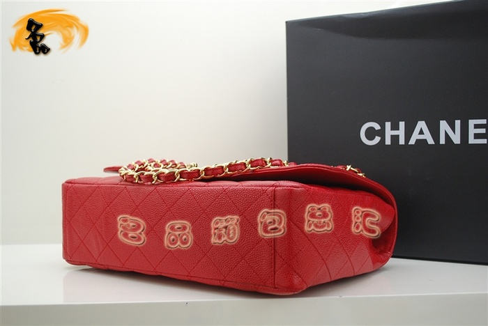 36070 Chanel���¿� ��Ƥ����Ůʿ����� ԭ��Ƥ ���ζ�б��� 33cm ��ɫ���