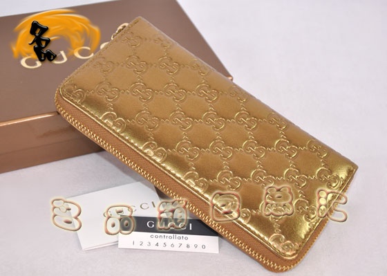 154591 һ��һƷ�� Gucci����ţƤ˫Gѹ��ʱ������ŮʿǮ�� Gucci����Ǯ�� ��ɫ