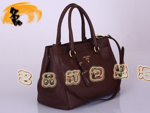 BR4393 Prada斜挎包 普拉达手提包 新款时尚女士休闲包 进口t头层牛皮女包 啡色