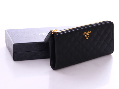1M1183 PradaǮ�� ţƤ���ӳ��߰뿪ʽŮʿǮ�� ������Ǯ�� Prada���¿� ��ɫ����